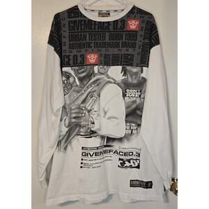 Vintage 90s Give Me Face Hip Hop Rap Long Sleeve Tee T-shirt Graphic Size 2XL